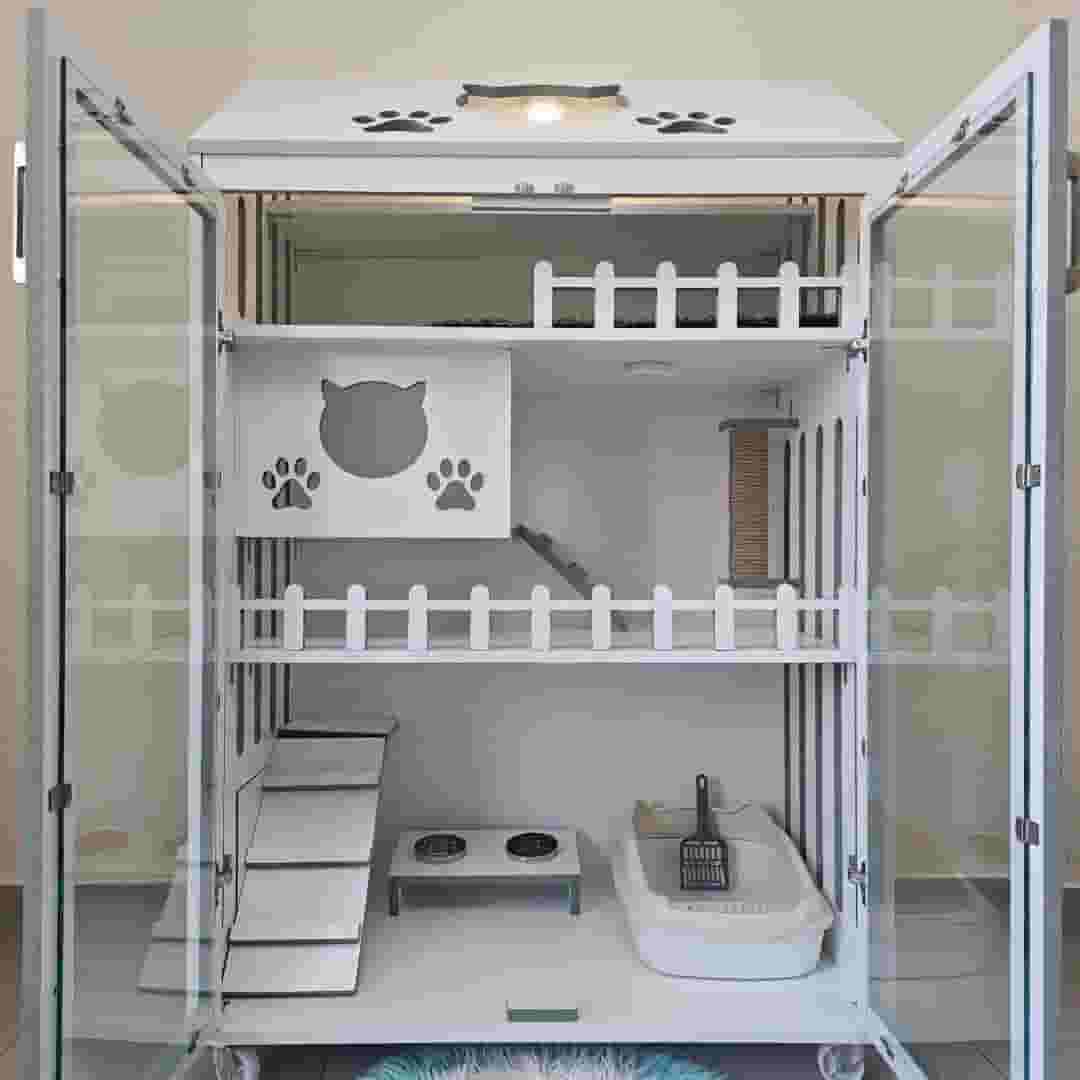 luxury wooden cat house